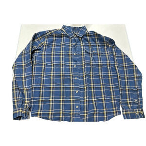 Patagonia Organic Cotton Blue Plaid Flannel Button Up Long Sleeve Shirt Men's M